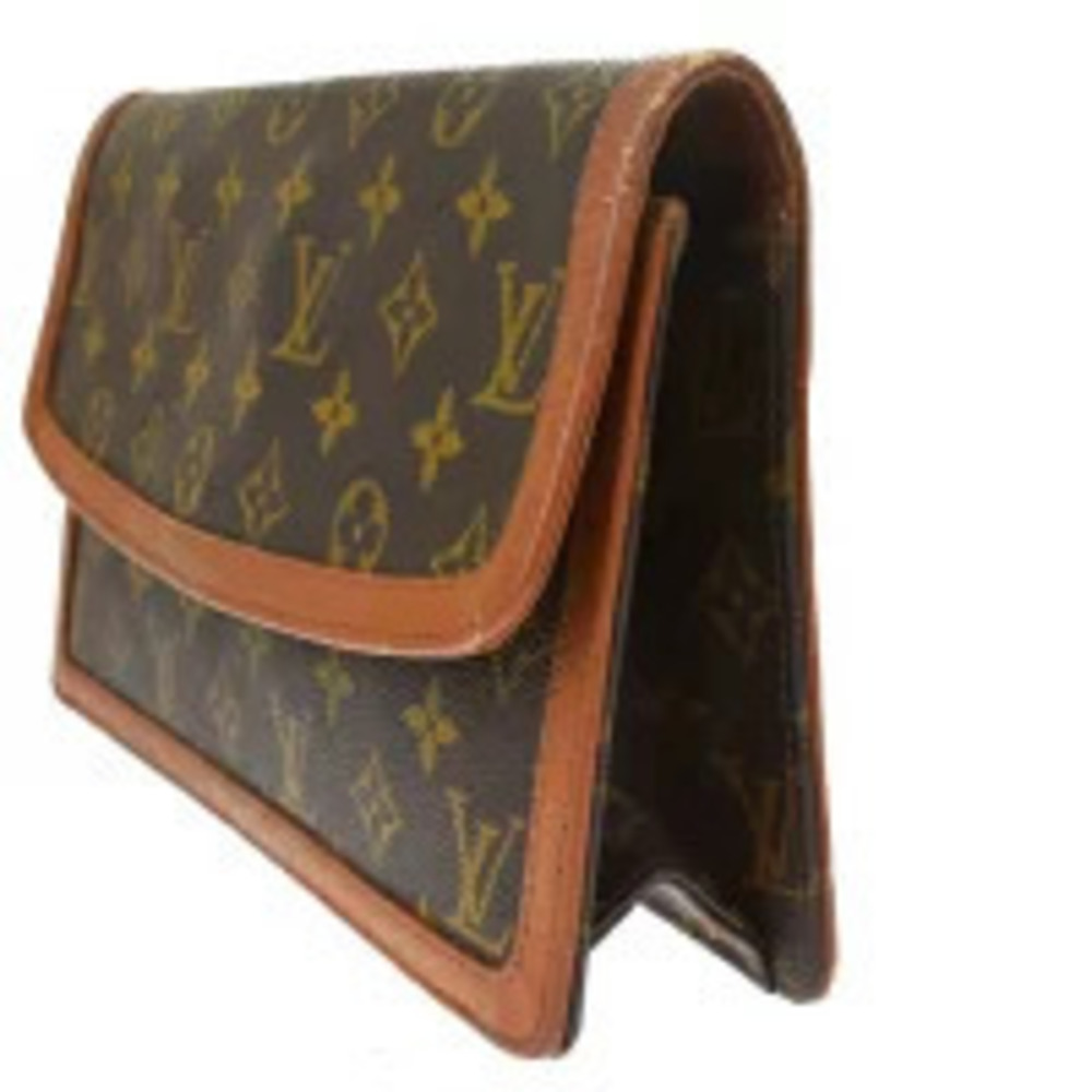 Louis Vuitton Monogram Leather Dam Pochette Shoulder Clutch Bag Brown